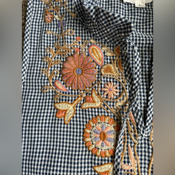 THML checkered gingham babydoll top with tiered bottom size large - Picture 4 of 10